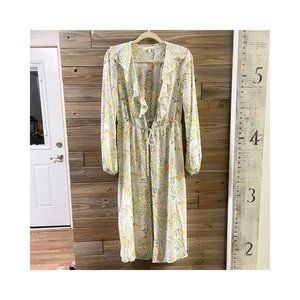 JUNE & HUDSON Sheer Floral Kimono Ruffle Tie Waist Women's Size M